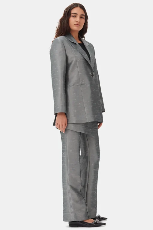GANNI Dresstoff | Sett<Grey Suiting-blazer GrayQuill