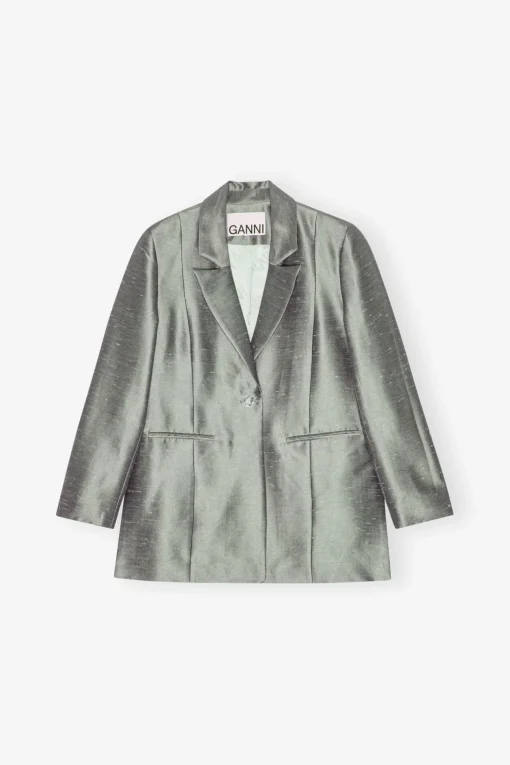 GANNI Dresstoff | Sett<Grey Suiting-blazer GrayQuill