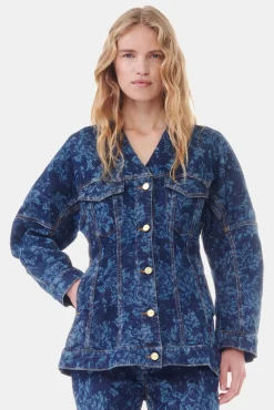 GANNI Dresstoff | Sett<Lazer Denim-blazer MidBlueStone