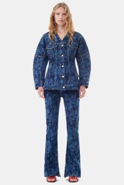 GANNI Dresstoff | Sett<Lazer Denim-blazer MidBlueStone