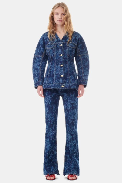 GANNI Dresstoff | Sett<Lazer Denim-blazer MidBlueStone