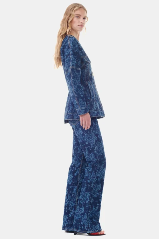 GANNI Dresstoff | Sett<Lazer Denim-blazer MidBlueStone