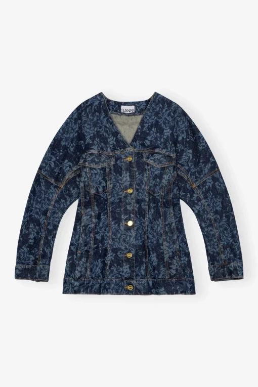 GANNI Dresstoff | Sett<Lazer Denim-blazer MidBlueStone
