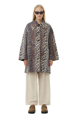 GANNI Ganni Exclusives | Sett<Leopard Canvas Oversized Midi-jakke AlmondMilk