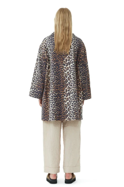 GANNI Ganni Exclusives | Sett<Leopard Canvas Oversized Midi-jakke AlmondMilk