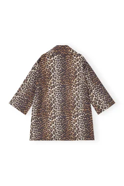 GANNI Ganni Exclusives | Sett<Leopard Canvas Oversized Midi-jakke AlmondMilk