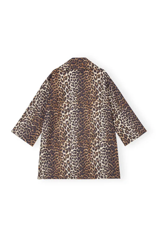 GANNI Ganni Exclusives | Sett<Leopard Canvas Oversized Midi-jakke AlmondMilk