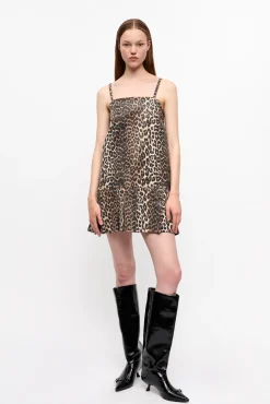 GANNI Trending Now | Ganni Exclusives<Foil Print Denim Strap-kjole Leopard