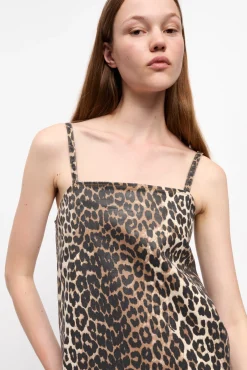 GANNI Trending Now | Ganni Exclusives<Foil Print Denim Strap-kjole Leopard