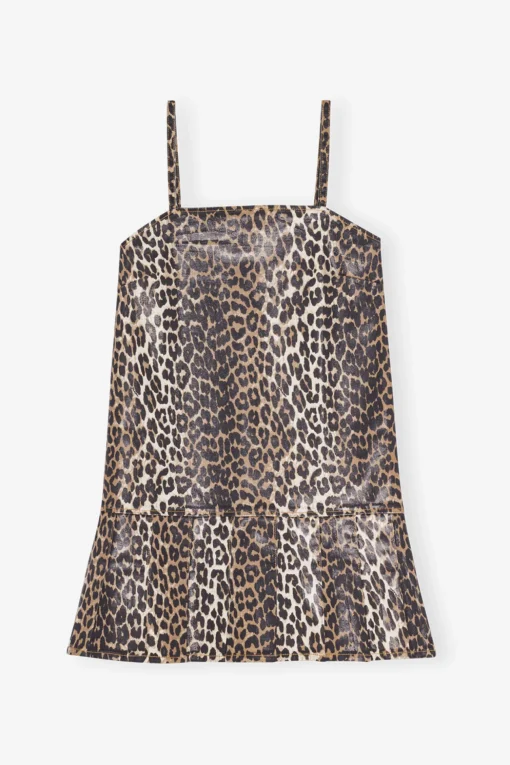 GANNI Trending Now | Ganni Exclusives<Foil Print Denim Strap-kjole Leopard