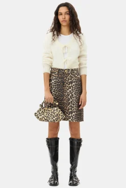 GANNI Ganni Exclusives | Leopardmønster Klær<Foil Print Denim-skjørt Leopard