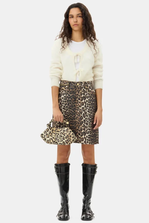 GANNI Ganni Exclusives | Leopardmønster Klær<Foil Print Denim-skjørt Leopard