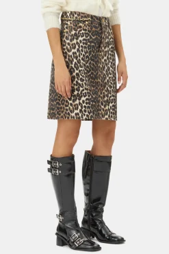 GANNI Ganni Exclusives | Leopardmønster Klær<Foil Print Denim-skjørt Leopard