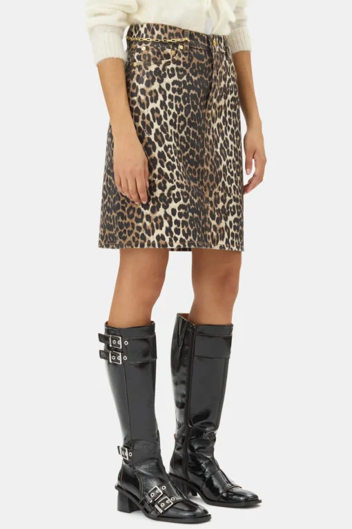GANNI Ganni Exclusives | Leopardmønster Klær<Foil Print Denim-skjørt Leopard