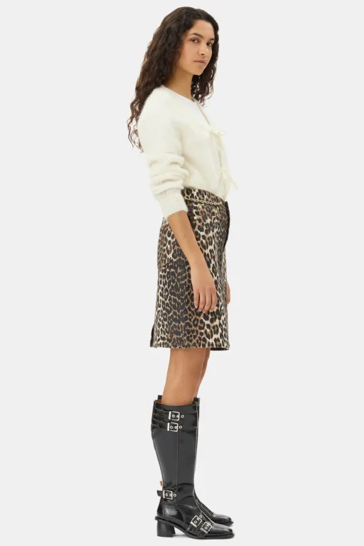 GANNI Ganni Exclusives | Leopardmønster Klær<Foil Print Denim-skjørt Leopard