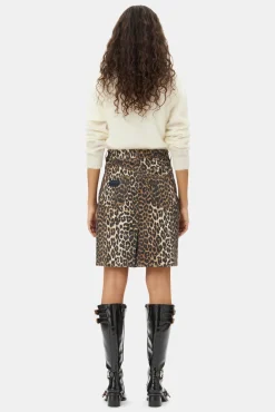 GANNI Ganni Exclusives | Leopardmønster Klær<Foil Print Denim-skjørt Leopard