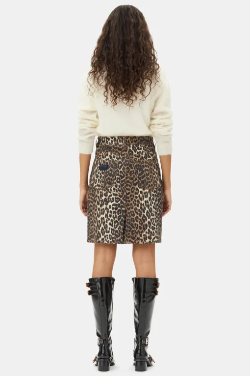 GANNI Ganni Exclusives | Leopardmønster Klær<Foil Print Denim-skjørt Leopard