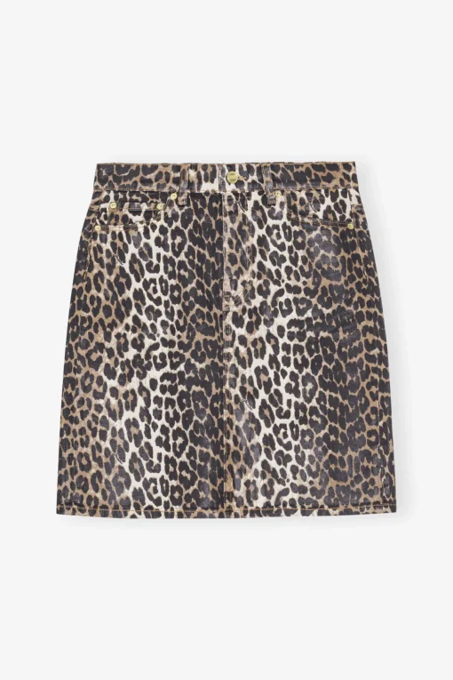 GANNI Ganni Exclusives | Leopardmønster Klær<Foil Print Denim-skjørt Leopard