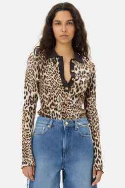 GANNI Strikkeplagg<Knitted-poloskjorte Leopard