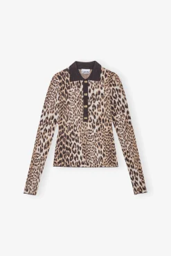 GANNI Strikkeplagg<Knitted-poloskjorte Leopard