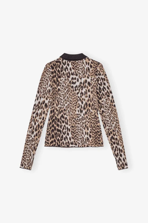 GANNI Strikkeplagg<Knitted-poloskjorte Leopard