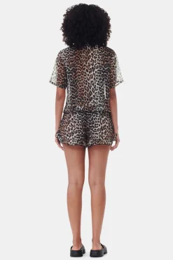 GANNI Leopardmønster Klær<Printed Chiffon Ruffle-shorts Leopard