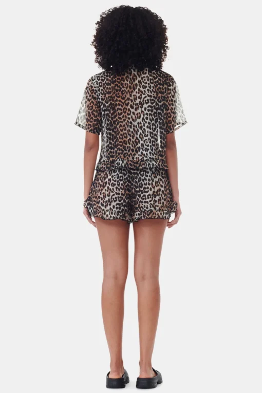 GANNI Leopardmønster Klær<Printed Chiffon Ruffle-shorts Leopard
