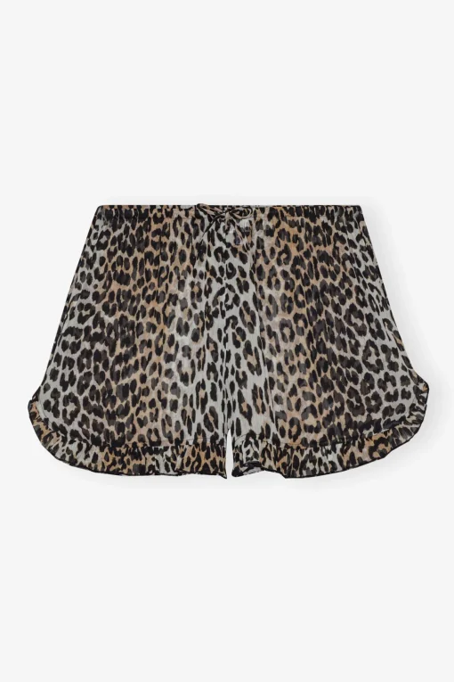 GANNI Leopardmønster Klær<Printed Chiffon Ruffle-shorts Leopard