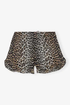 GANNI Leopardmønster Klær<Printed Chiffon Ruffle-shorts Leopard