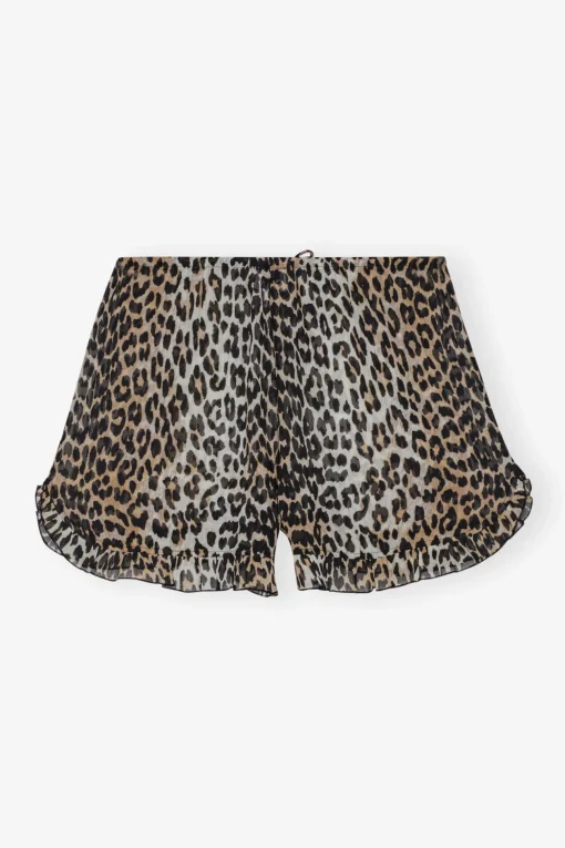 GANNI Leopardmønster Klær<Printed Chiffon Ruffle-shorts Leopard