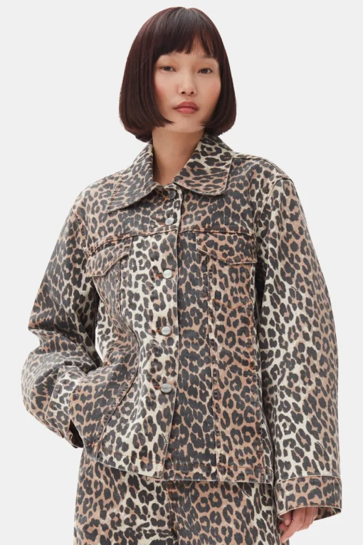 GANNI Plus Size Klær | Sett<Printed Denim-jakke Leopard