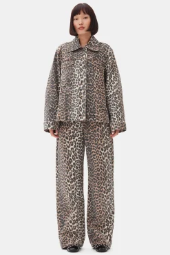 GANNI Plus Size Klær | Sett<Printed Denim-jakke Leopard