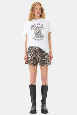 GANNI Ganni Exclusives | Leopardmønster Klær<Printed Denim-shorts Leopard