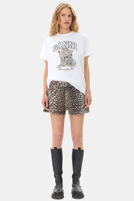 GANNI Ganni Exclusives | Leopardmønster Klær<Printed Denim-shorts Leopard