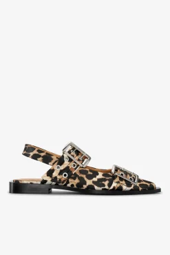 GANNI Sko | Ballerinasko<Satin Feminine Buckle-ballerinasko Leopard