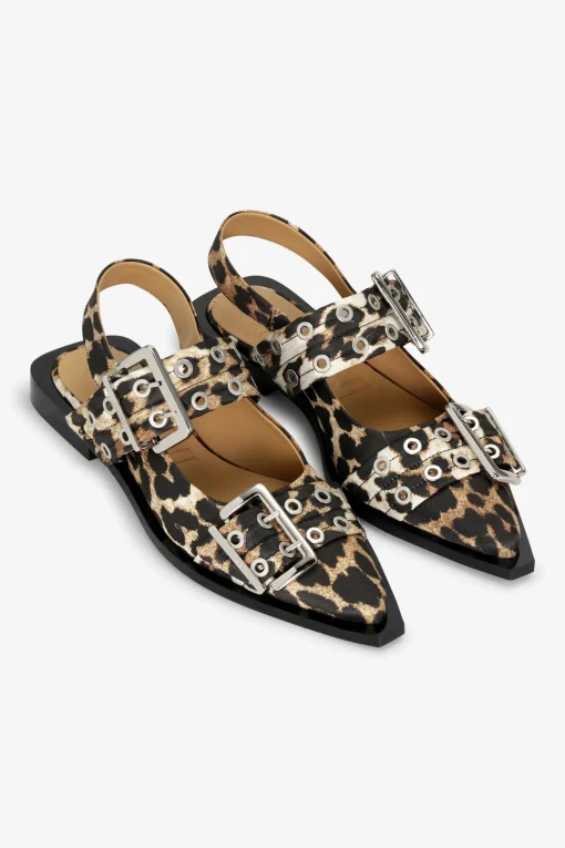 GANNI Sko | Ballerinasko<Satin Feminine Buckle-ballerinasko Leopard