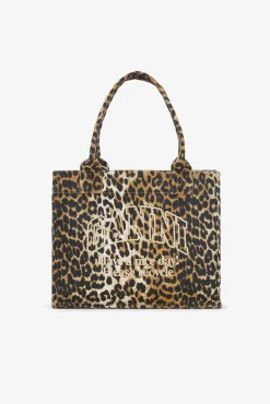 GANNI Skuldervesker | Tote-vesker<-Print Canvas Tote-veske Leopard
