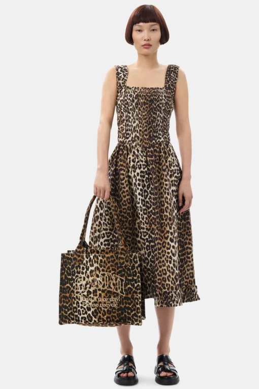GANNI Skuldervesker | Tote-vesker<-Print Canvas Tote-veske Leopard