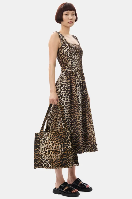 GANNI Skuldervesker | Tote-vesker<-Print Canvas Tote-veske Leopard