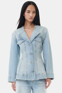 GANNI Plus Size Klær | Sett<Light Blue Denim Fitted-blazer TintWash