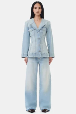 GANNI Plus Size Klær | Sett<Light Blue Denim Fitted-blazer TintWash