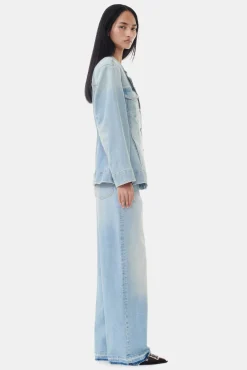 GANNI Plus Size Klær | Sett<Light Blue Denim Fitted-blazer TintWash