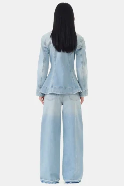 GANNI Plus Size Klær | Sett<Light Blue Denim Fitted-blazer TintWash
