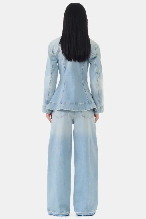 GANNI Plus Size Klær | Sett<Light Blue Denim Fitted-blazer TintWash