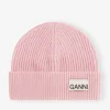 GANNI Hatter | Vintertilbehør<Light Pink Fitted Rib Knit Wool Beanie MauveChalk