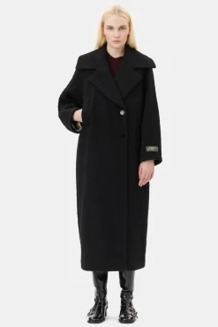 GANNI Kåper & Jakker<Long Boucle Wool-kåpe Black