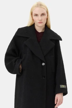 GANNI Kåper & Jakker<Long Boucle Wool-kåpe Black