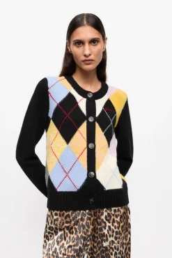 GANNI Plus Size Klær | Strikkeplagg<Harlequin-cardigan Multicolour