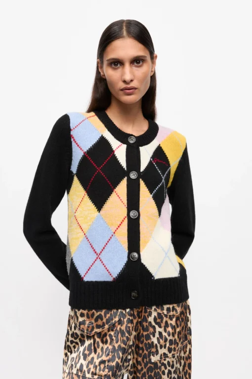GANNI Plus Size Klær | Strikkeplagg<Harlequin-cardigan Multicolour