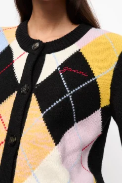 GANNI Plus Size Klær | Strikkeplagg<Harlequin-cardigan Multicolour
